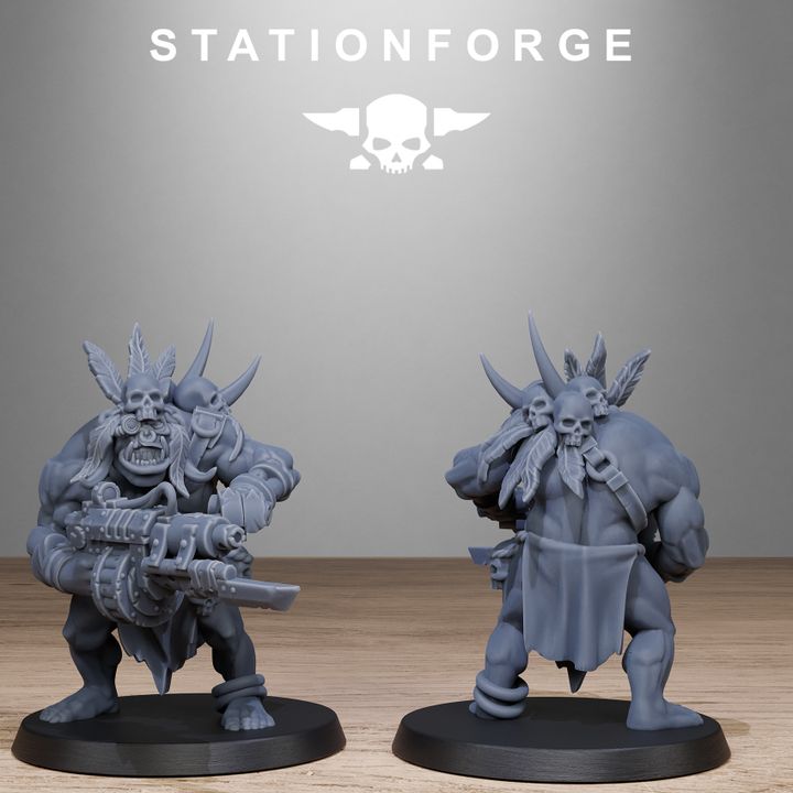 Orks Tribal Infantry, proxy miniature, 28mm heroic scale unpainted resin, view 6