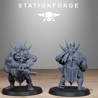 Orks Tribal Infantry, proxy miniature, 28mm heroic scale unpainted resin, view 6