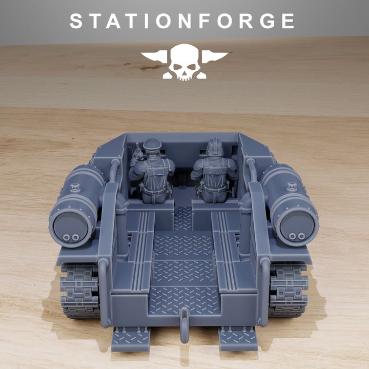 Grim Guard Tankette, Imperial Army proxy miniature, infantry, 28mm heroic scale unpainted resin, view 9