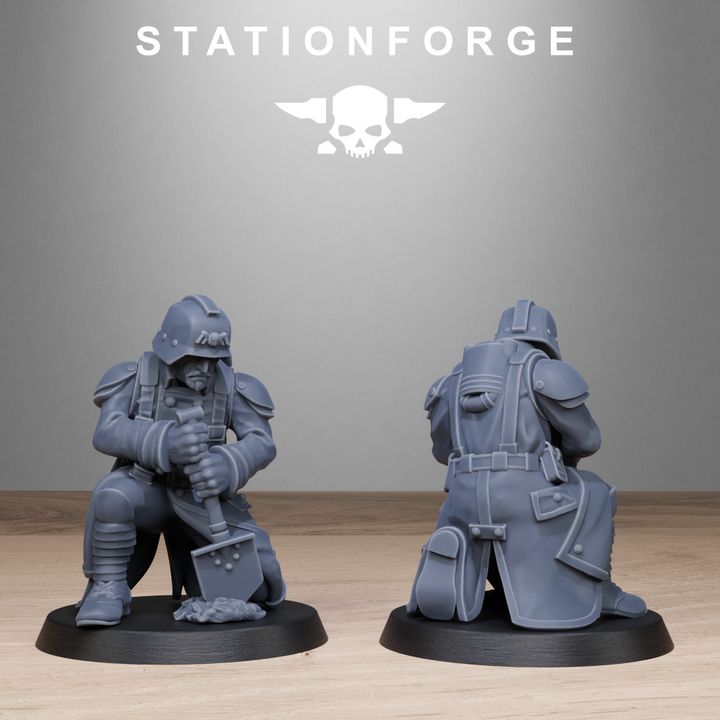 Grim Guard Chill Squad, Imperial Army proxy miniature, 28mm heroic scale unpainted resin, view 8