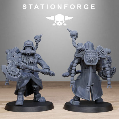 Grim Guard Tech Engineers, Imperial Army proxy miniature, character, 28mm heroic scale unpainted resin, view 6