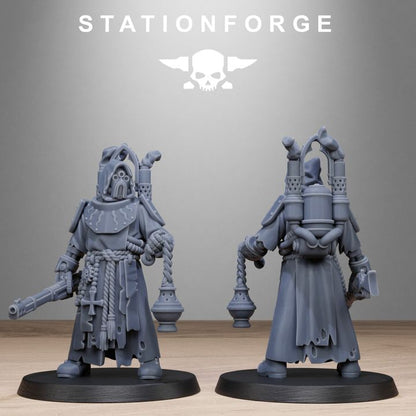Scavenger Sanctum Infantry, Tech Priests proxy miniature, 28mm heroic scale unpainted resin, view 4