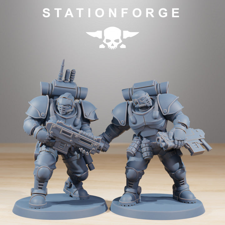 Space Knights Light Infantry (10 Units), proxy miniature, squad, 28mm heroic scale unpainted resin, view 6