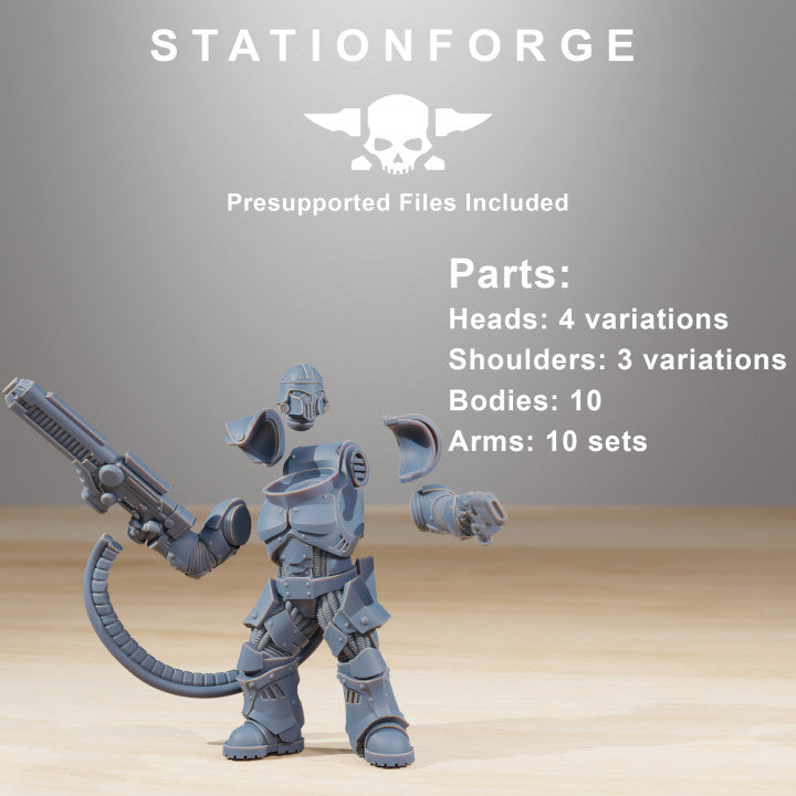 Space Knights Exterminators (10 Units), proxy miniature, squad, 28mm heroic scale unpainted resin, view 7