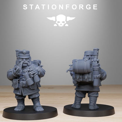Grim Guard Skulldart Trappers, Imperial Army proxy miniature, infantry, 28mm heroic scale unpainted resin, view 7