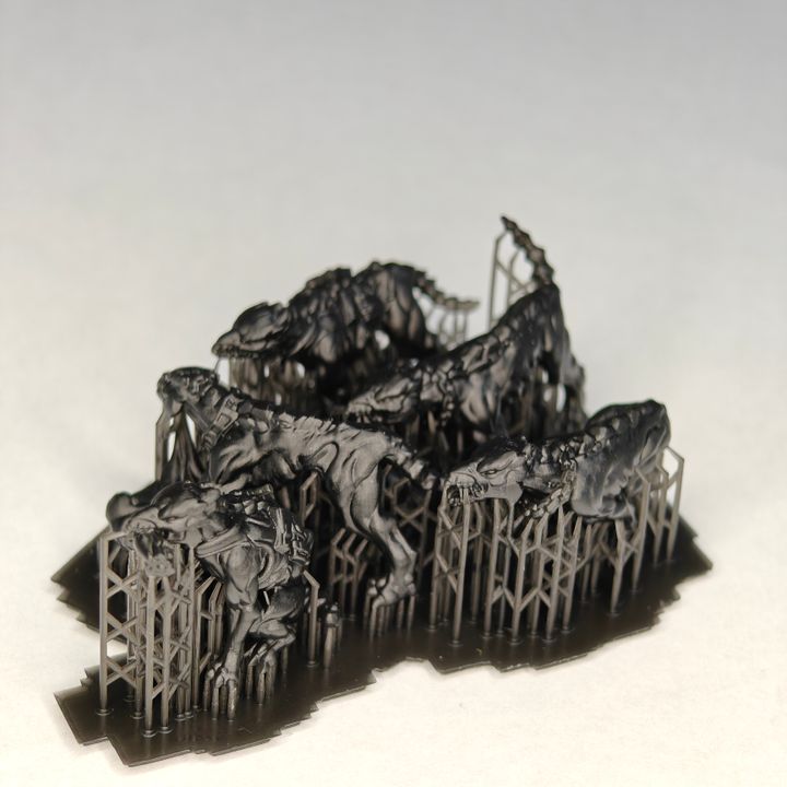 Tuai Anunnaki Tribe Watchdogs, proxy miniature, 28mm heroic scale unpainted resin, view 2