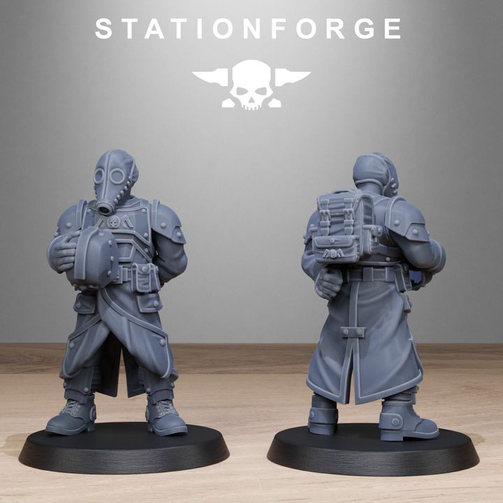 Grim Guard Vigils, Imperial Army proxy miniature, infantry, 28mm heroic scale unpainted resin, view 8