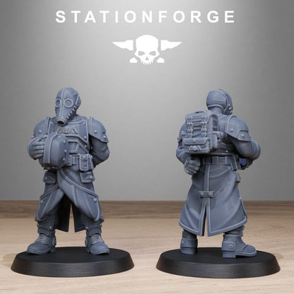 Grim Guard Vigils, Imperial Army proxy miniature, infantry, 28mm heroic scale unpainted resin, view 8