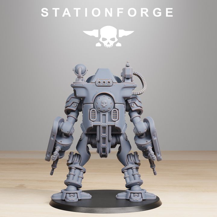 Scavenger Clanker, Tech Priests proxy miniature, 28mm heroic scale unpainted resin, view 4