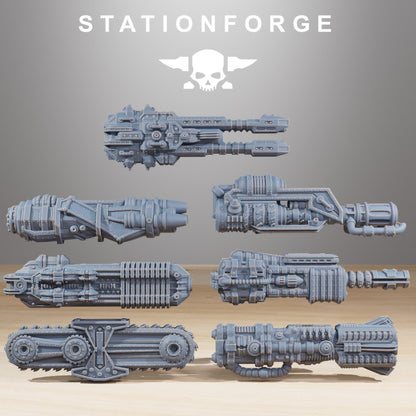 Scavenger Trident, Tech Priests proxy miniature, 28mm heroic scale unpainted resin, view 8