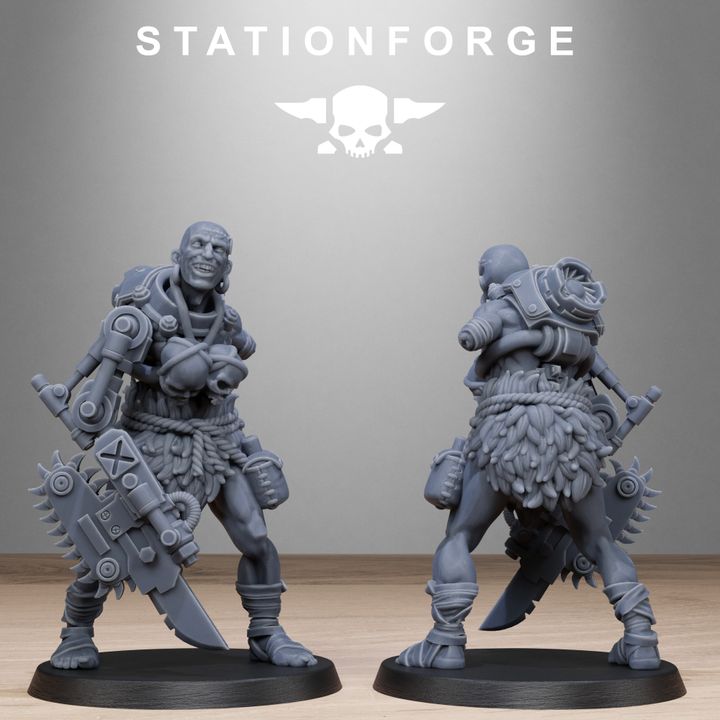 Tech Priests Barbarians, 28mm heroic scale unpainted resin, view 9