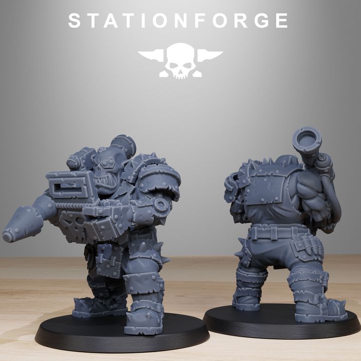 Orks Smashers (8 Units), proxy miniature, squad, 28mm heroic scale unpainted resin, view 7