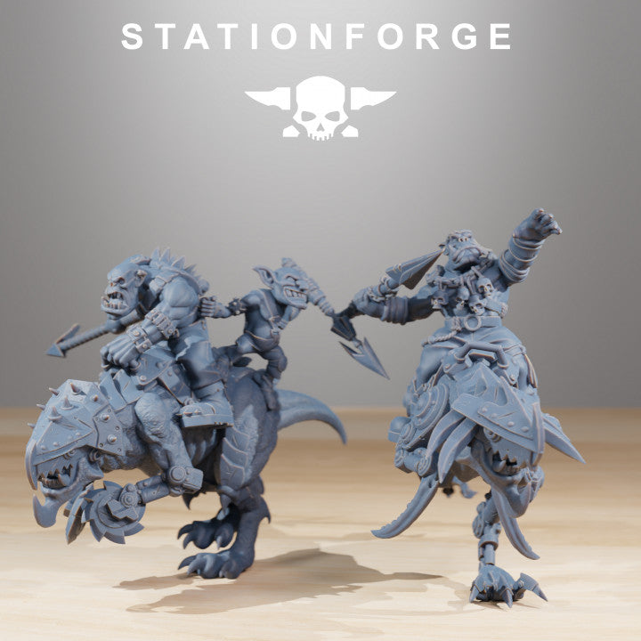 Orks Beast Riders (10 Units), proxy miniature, squad, 28mm heroic scale unpainted resin, view 6