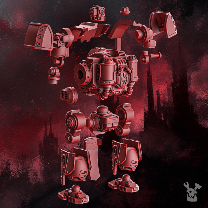 Crimson Knights Heavy Walker, proxy miniature, 28mm heroic scale unpainted resin, view 3