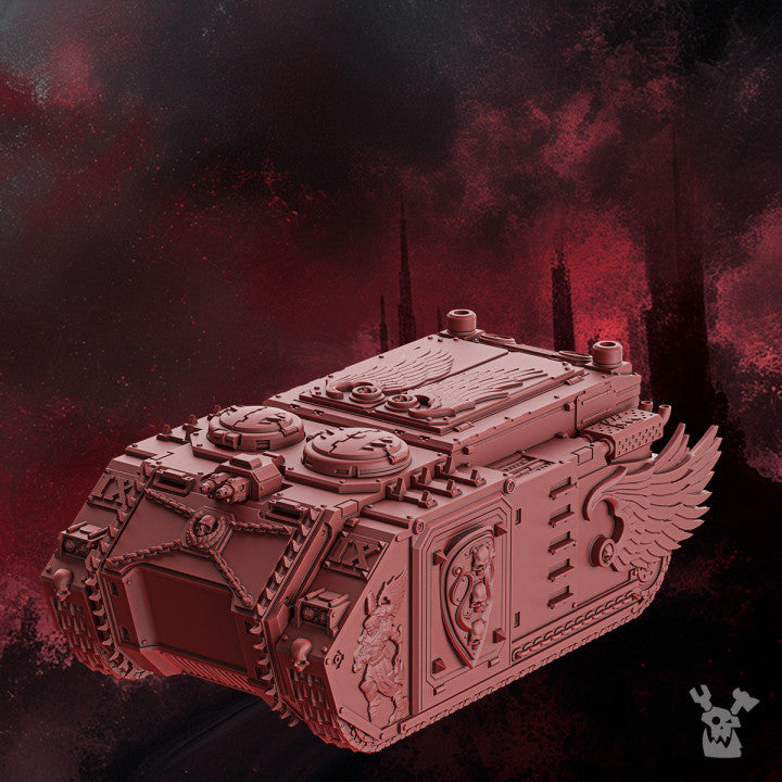 Crimson Knights Apc, proxy miniature, transport, 28mm heroic scale unpainted resin, view 5