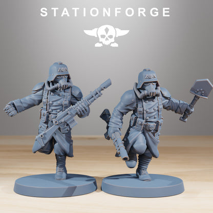 Grim Guard Acolytes, Imperial Army proxy miniature, infantry, 28mm heroic scale unpainted resin, view 6