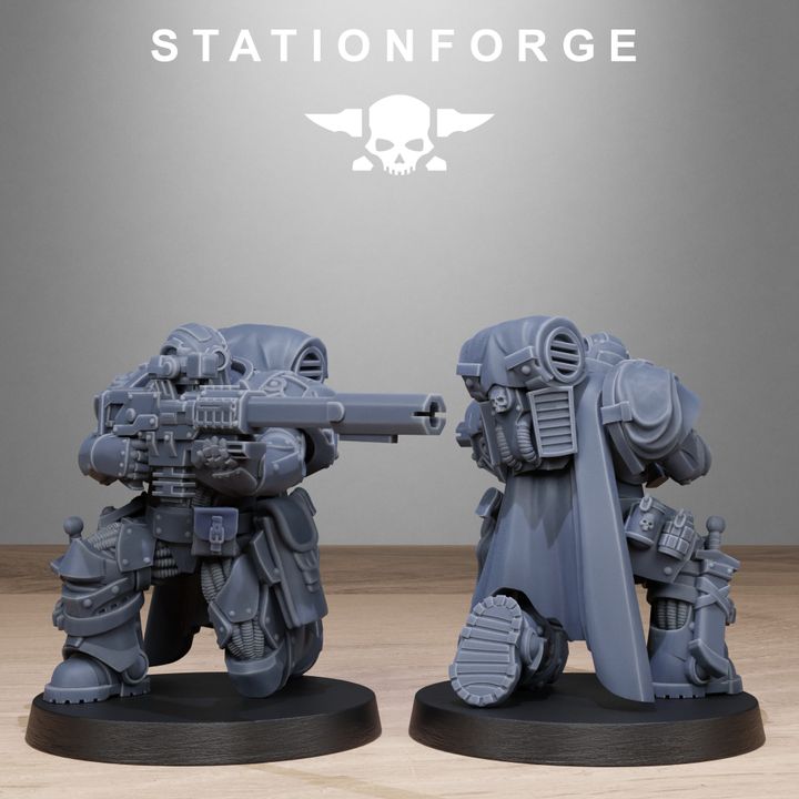 Space Knights Snipers, proxy miniature, scout, 28mm heroic scale unpainted resin, view 4