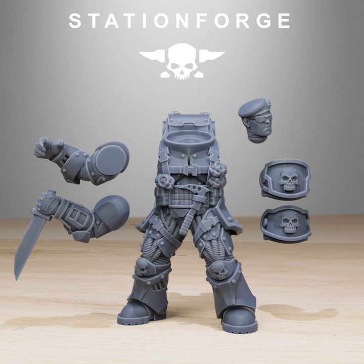 Space Knights Light Reinforcement (10 Units), proxy miniature, squad, 28mm heroic scale unpainted resin, view 2