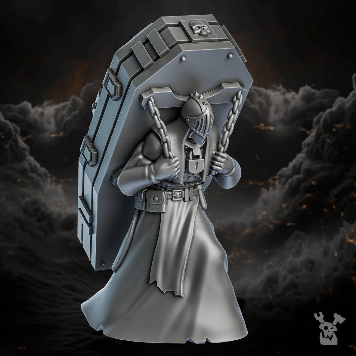 Battle Sisters Grimms, proxy miniature, 28mm heroic scale unpainted resin, view 2