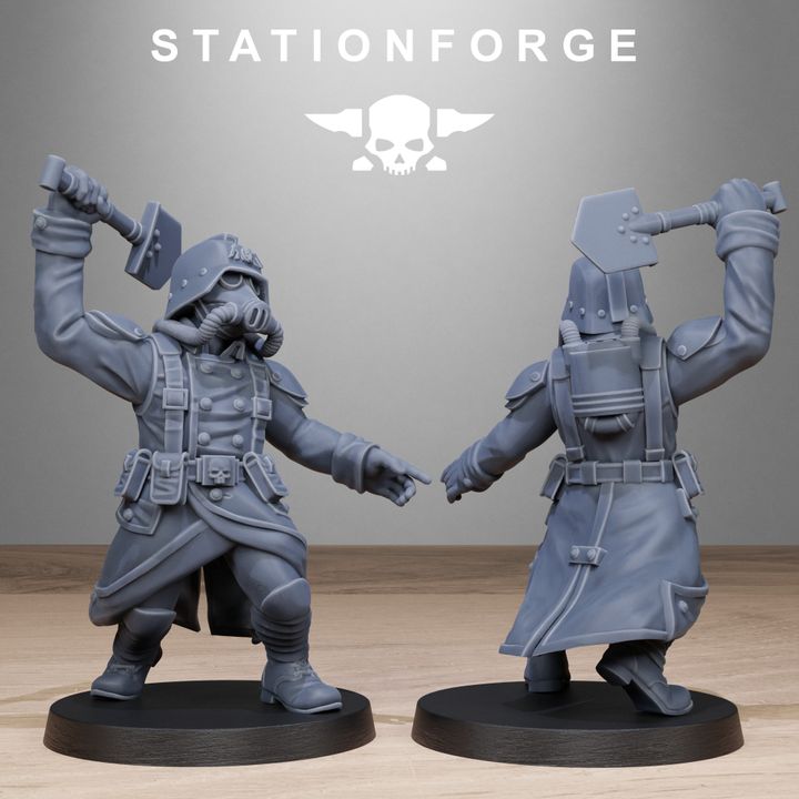 Grim Guard Shovel Fighter, Imperial Army proxy miniature, infantry, 28mm heroic scale unpainted resin, view 7