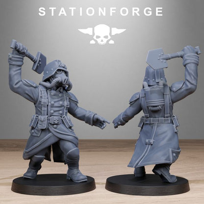 Grim Guard Shovel Fighter, Imperial Army proxy miniature, infantry, 28mm heroic scale unpainted resin, view 7