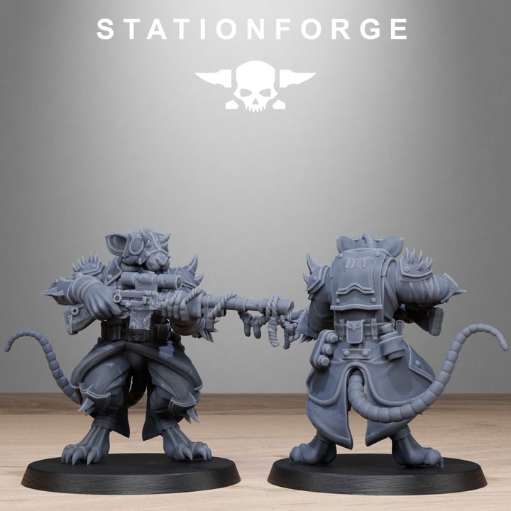 Dark Space Knights Guard Raticus, proxy miniature, infantry, 28mm heroic scale unpainted resin, view 2