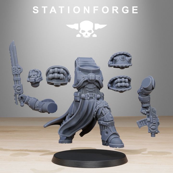 Space Knights Militants (10 Units), proxy miniature, squad, 28mm heroic scale unpainted resin, view 7