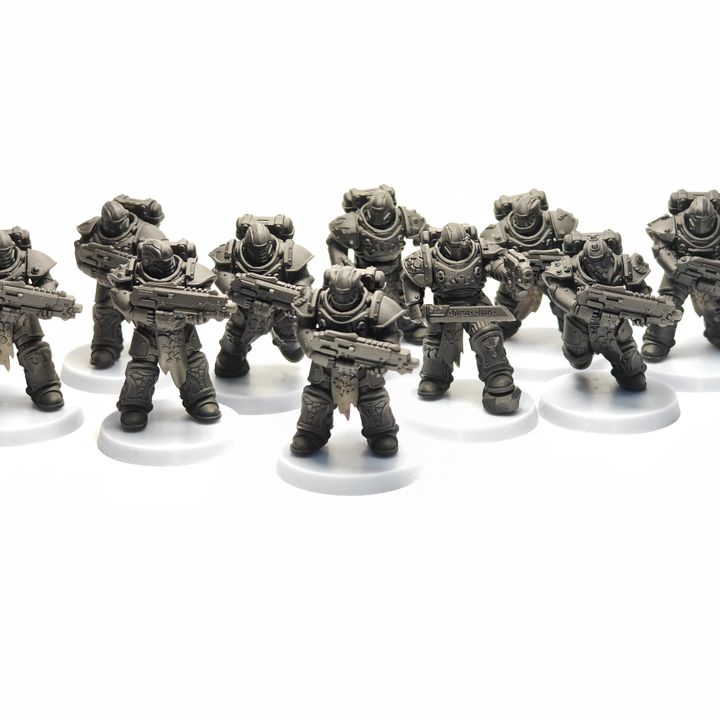 Flame Knights Warriors Tactical Squad, proxy miniature, 28mm heroic scale unpainted resin, view 7