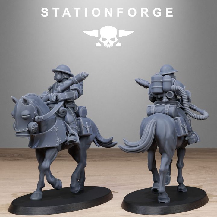 Royal Guard Cavalry, Imperial Army proxy miniature, 28mm heroic scale unpainted resin, view 3