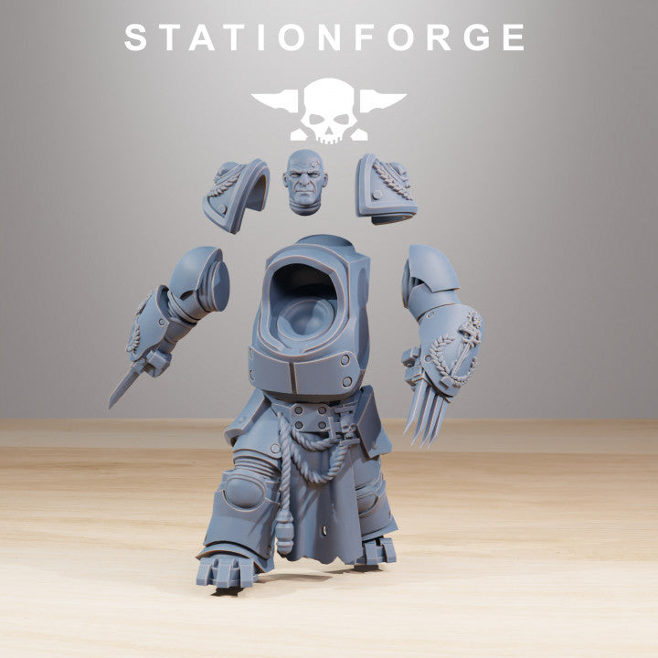 Space Knights Vanguard Melee Unit (10 Units), proxy miniature, squad, 28mm heroic scale unpainted resin, view 7