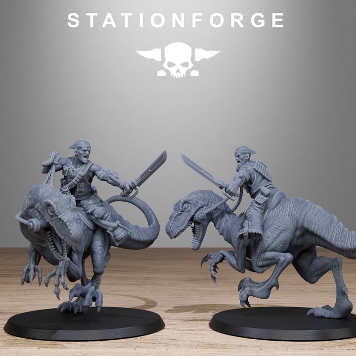 Grim Guard Jungle Raptors, Imperial Army proxy miniature, infantry, 28mm heroic scale unpainted resin, view 4