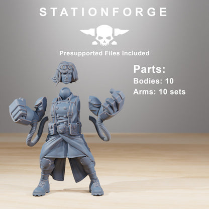 Grim Guard Sisters Of War, Imperial Army proxy miniature, infantry, 28mm heroic scale unpainted resin, view 5