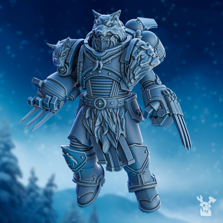 Wolf Knights Tempest Wolves Squad, proxy miniature, 28mm heroic scale unpainted resin, view 5
