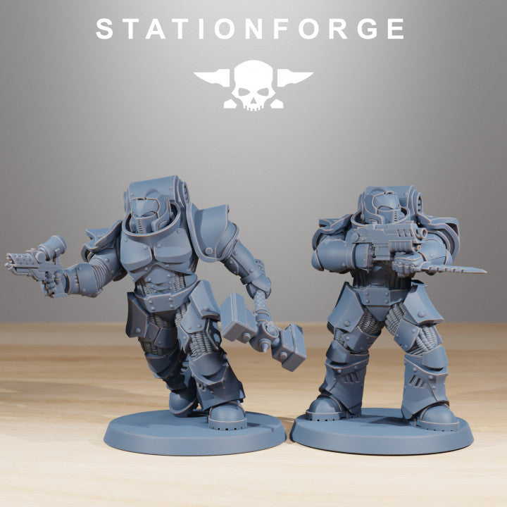 Space Knights Melee Infantry (11 Units), proxy miniature, squad, 28mm heroic scale unpainted resin, view 4
