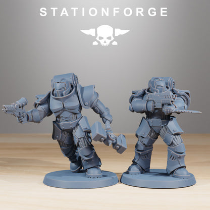 Space Knights Melee Infantry (11 Units), proxy miniature, squad, 28mm heroic scale unpainted resin, view 4