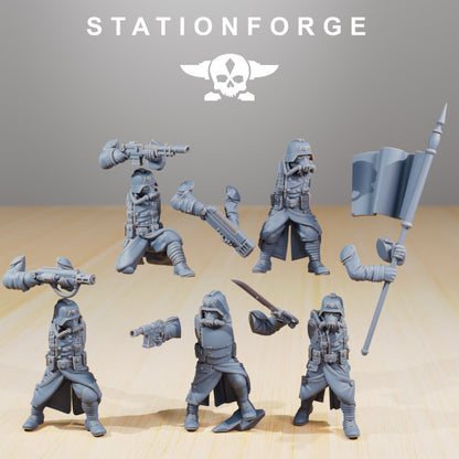 Grim Guard Command Force, Imperial Army proxy miniature, infantry, 28mm heroic scale unpainted resin, view 5