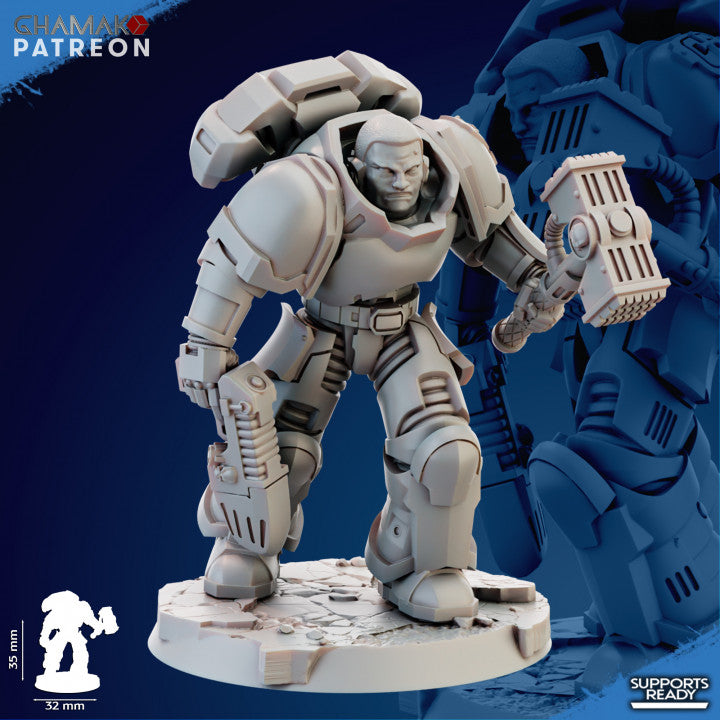 Space Knights Imperators Assault Militum (11 Units), proxy miniature, squad, 28mm heroic scale unpainted, view 5