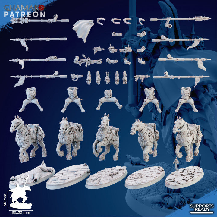Imperial Army Iron Korps Blitz Cavalry (5 Units), 28mm heroic scale unpainted resin, view 7