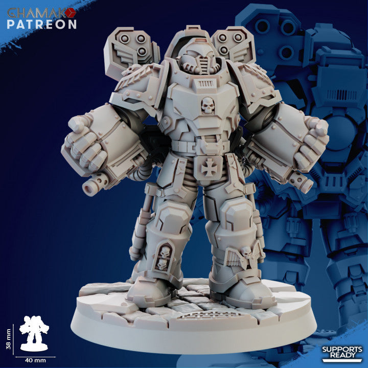 Space Knights Devastator With Hand Flamer (3 Units), proxy miniature, squad, 28mm heroic scale unpainted, view 4