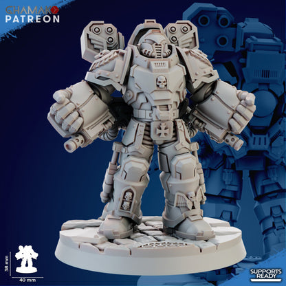 Space Knights Devastator With Hand Flamer (3 Units), proxy miniature, squad, 28mm heroic scale unpainted, view 4