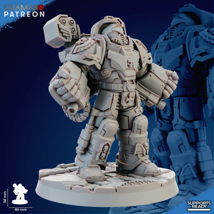 Space Knights Devastator With Hand Gatling (3 Units), proxy miniature, squad, 28mm heroic scale, view 4