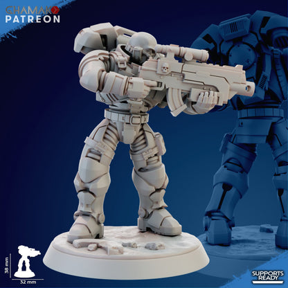 Space Knights Imperators Incursor (10 Units), proxy miniature, squad, 28mm heroic scale unpainted resin, view 7