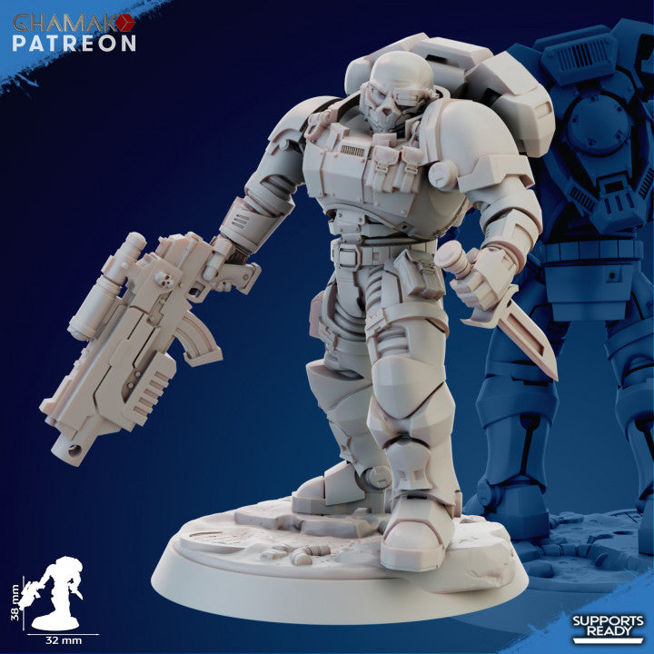 Space Knights Imperators Incursor (10 Units), proxy miniature, squad, 28mm heroic scale unpainted resin, view 8