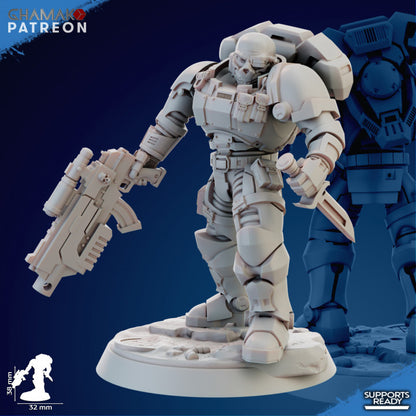 Space Knights Imperators Incursor (10 Units), proxy miniature, squad, 28mm heroic scale unpainted resin, view 8