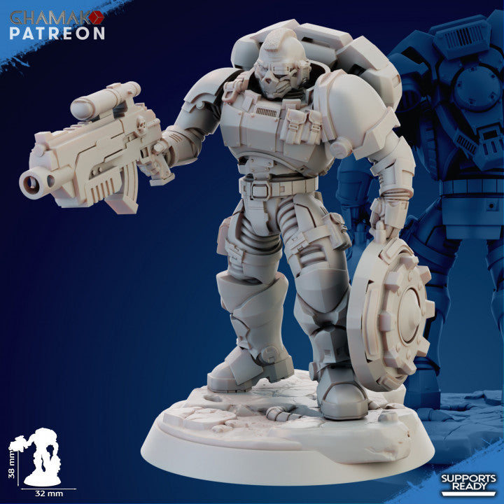 Space Knights Imperators Incursor (10 Units), proxy miniature, squad, 28mm heroic scale unpainted resin, view 6