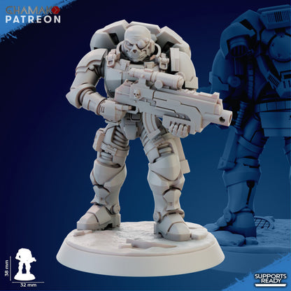 Space Knights Imperators Incursor (10 Units), proxy miniature, squad, 28mm heroic scale unpainted resin, view 4