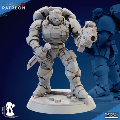 Space Knights Imperators Incursor (10 Units), proxy miniature, squad, 28mm heroic scale unpainted resin, view 5