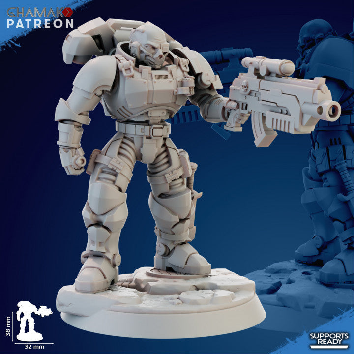 Space Knights Imperators Incursor (10 Units), proxy miniature, squad, 28mm heroic scale unpainted resin, view 3
