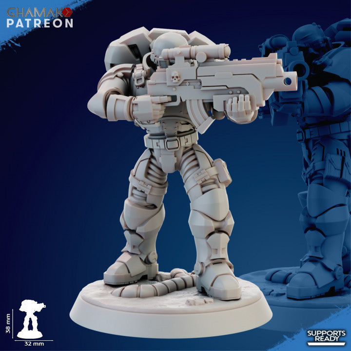 Space Knights Imperators Incursor (10 Units), proxy miniature, squad, 28mm heroic scale unpainted resin, view 2