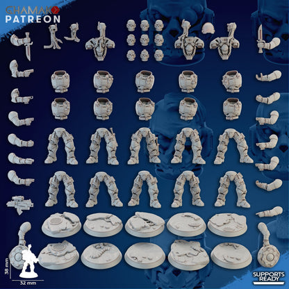 Space Knights Imperators Incursor With Servospy (10 Units), proxy miniature, squad, 28mm heroic scale, view 2